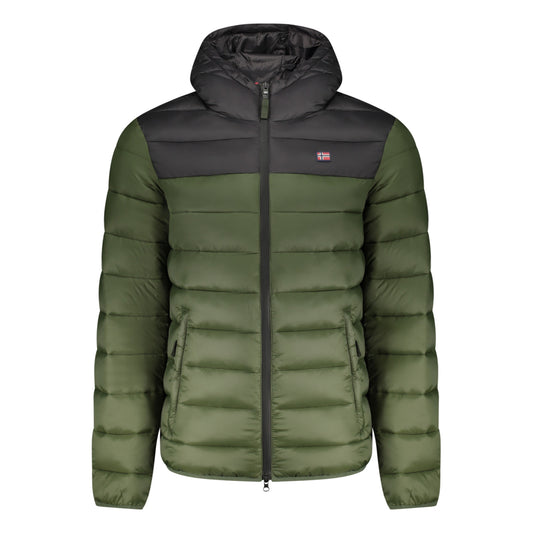 Men’s Green Norway Puffer Jacket with Hood – Winter Coat